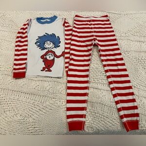 Hanna Andersson x Dr Seuss Thing 1 Kids Red and White Striped Pajamas
